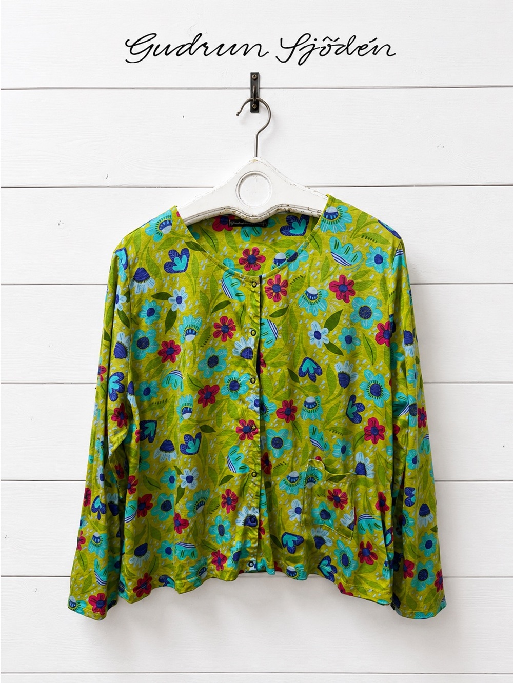 GUDRUN SJÖDÉN Floral Organic Cotton Lightweight Cardigan Size XXL